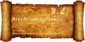 Miklóska Liliom névjegykártya